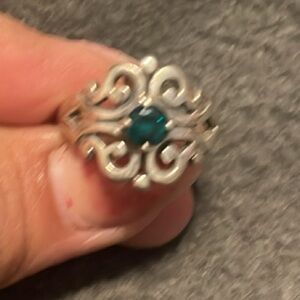Elegant Silver Ring with Teal Gemstone